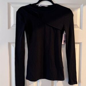 SO Black Ribbed Long Sleeve Tee